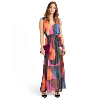 Multicoloured phoenix printed maxi dress